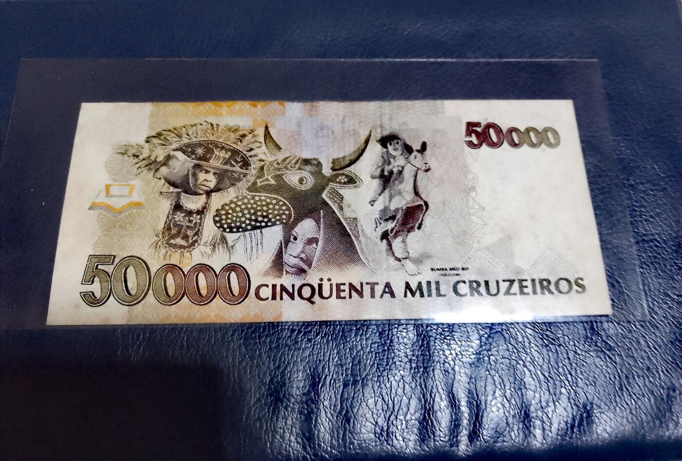 全新巴西1992年AA冠50000克罗赛罗趣味年份号靓品纸币