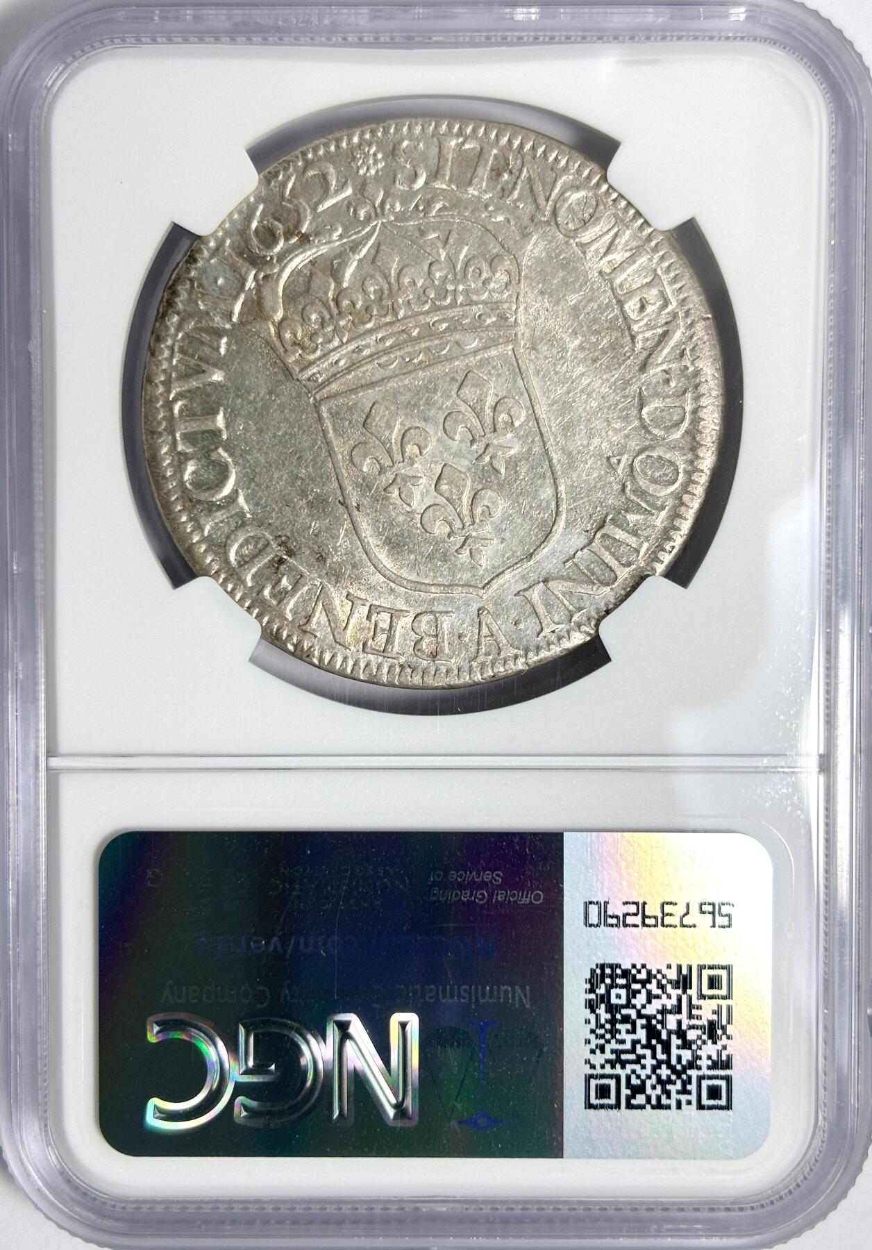 【雨安】【世界币章112-113期】周五/周六 两场连拍 2025-11-01 周六 19:30 保真 8秒倒数自动落锤 高效拍卖 [评级法国] France 法国 1埃居 KM#0155 DAV-3799 (1646-1653) 路易十四 儿童版2nd 1652年 NGC-AU53