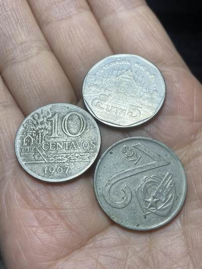 2025年第一百二十场(总第一百四十六场）外国好品散币(免佣金) - 散币3枚：巴西🇧🇷1967年10分，泰国🇹🇭5铢，捷克斯洛伐克1975年2克朗
