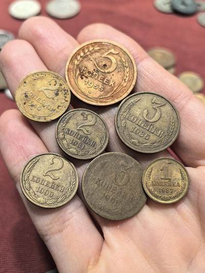 南宋泉阁俄币 外币 国币 专场第十八期 【送拍无额外佣金】 - 苏联 1940—1990 1/2/3/5戈比铜币一组七枚 通货好品