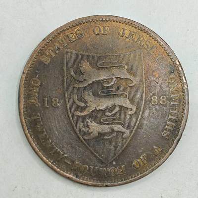【淘币小摊】限时拍第七百八十四拍  老铜币场  满百包邮可预留两周  周一统一发货  - 泽西岛1888年维多利亚1/24先令铜币