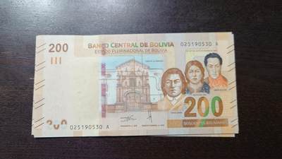 世界钱币～微拍第212期暨2025年第52期  部分库存清仓选号 - 2018年玻利维亚200诺 全新绝品无47尾号530