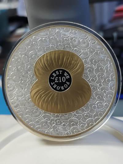 第180期拍卖【长期征集拍品】【北京币展专场】 - 泽西2014年阵亡将士纪念日一战百年5盎司镀金银币，925银镀金，发行450枚