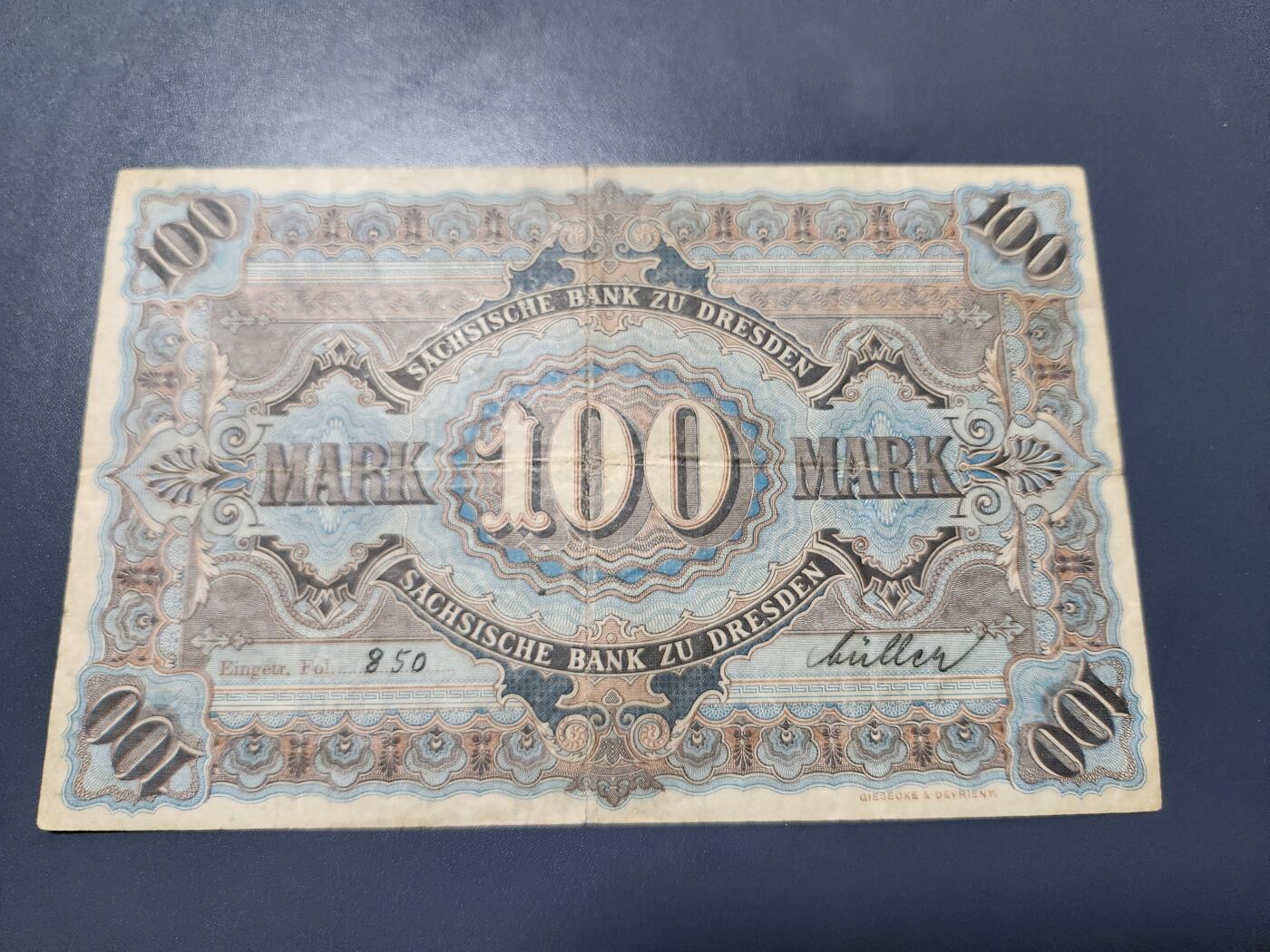 11月1号晚上8点 外国纸币自动截拍第50场 德国萨克森银行1911年100马克 早期年份 稀少