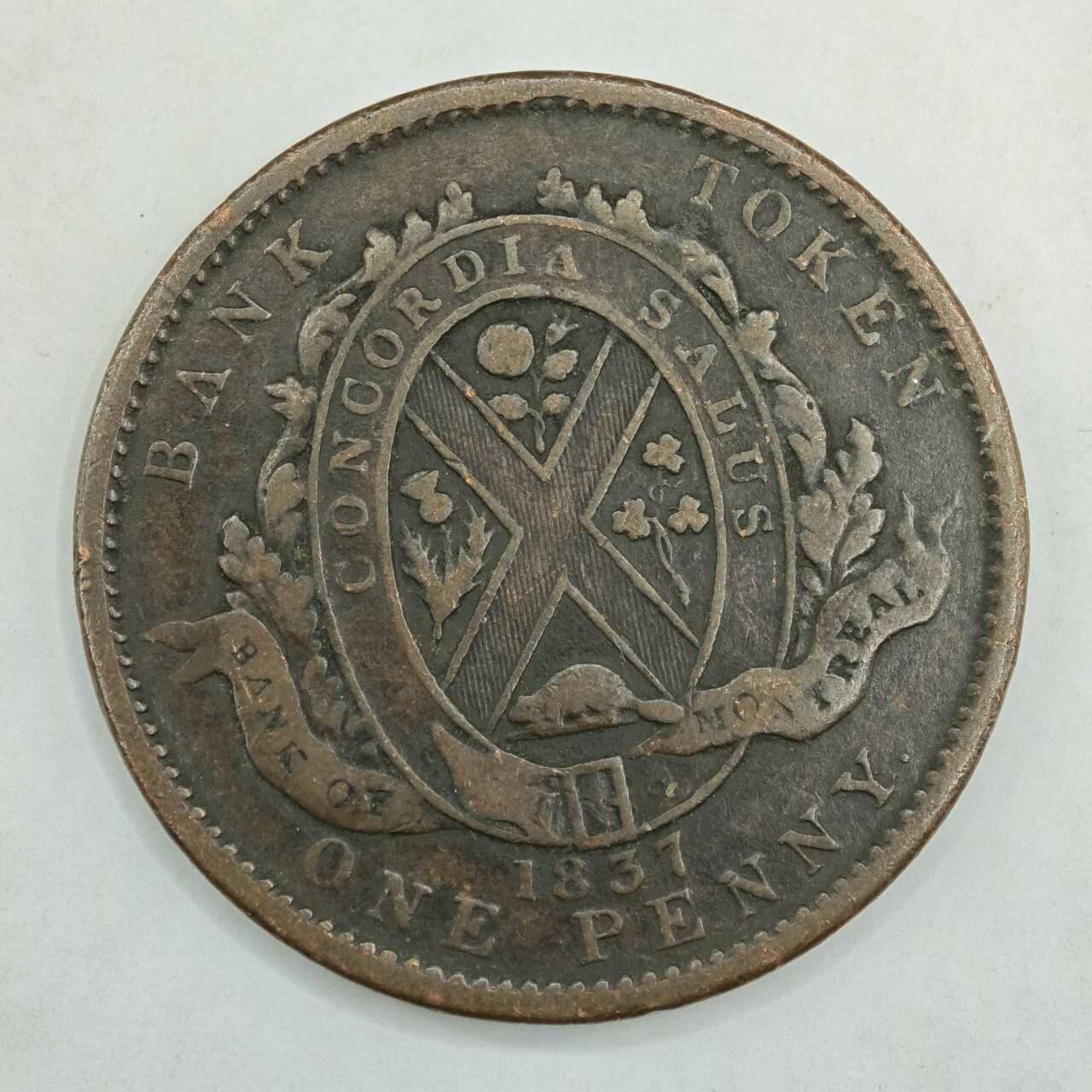 【淘币小摊】限时拍第七百八十四拍  老铜币场  满百包邮可预留两周  周一统一发货  加拿大1837年一便士铜币代币