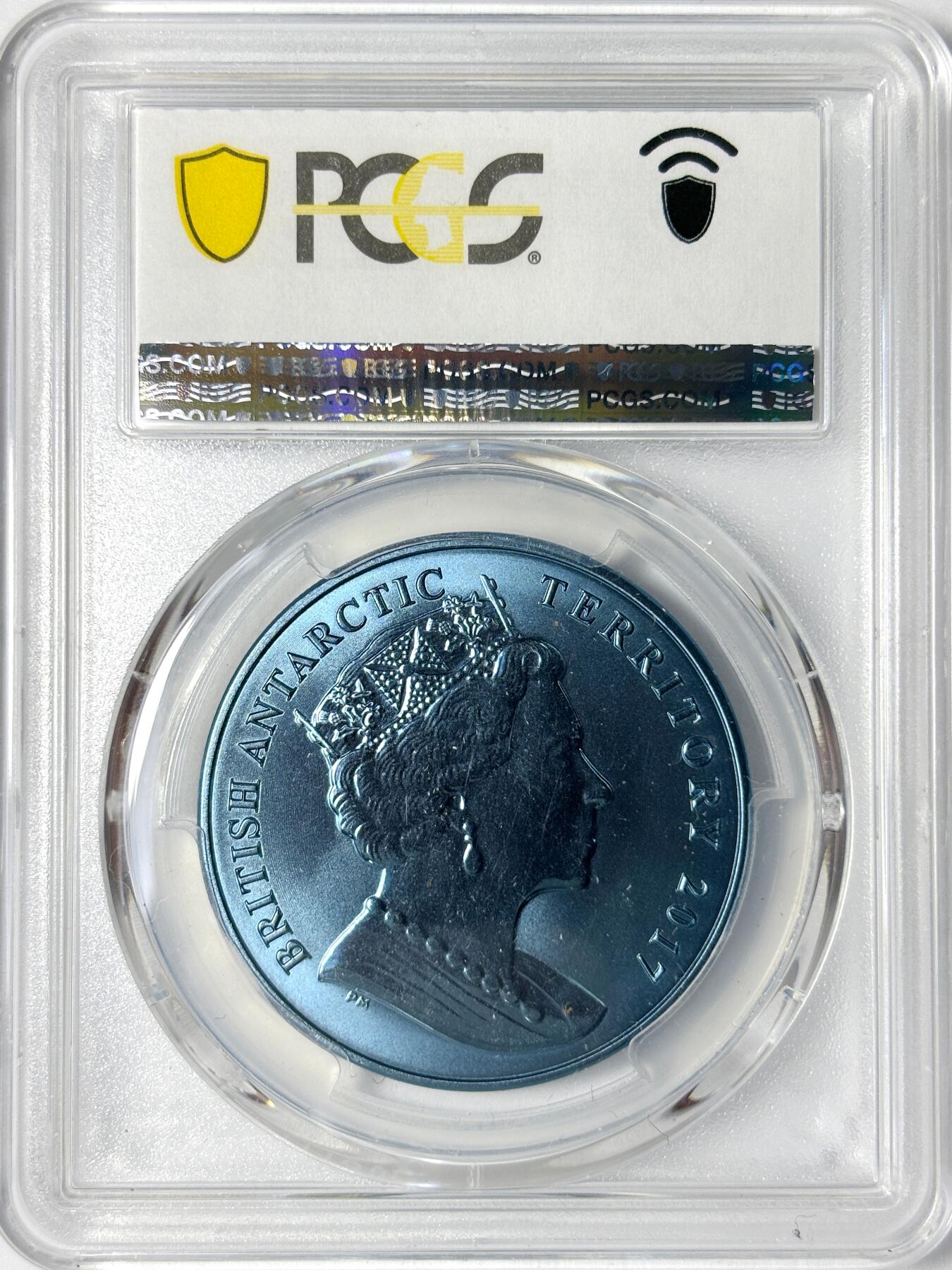 【雨安】【世界币章112-113期】周五/周六 两场连拍 2025-11-01 周六 19:30 保真 8秒倒数自动落锤 高效拍卖 [评级现代] British Antarctic Territory 英属南极领地 2镑 2017年 食蟹海豹 钛币 PCGS-PR68