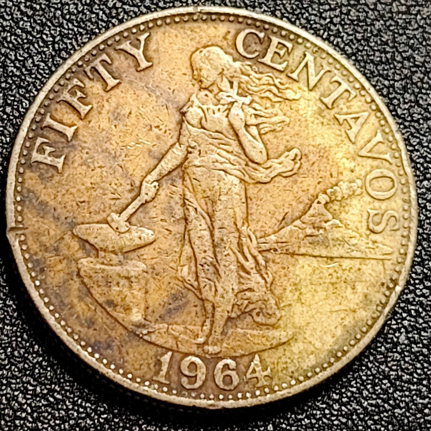 泉币菌-第122场-精品福利场 1964年美属菲律宾 50分 镍币 直径30MM