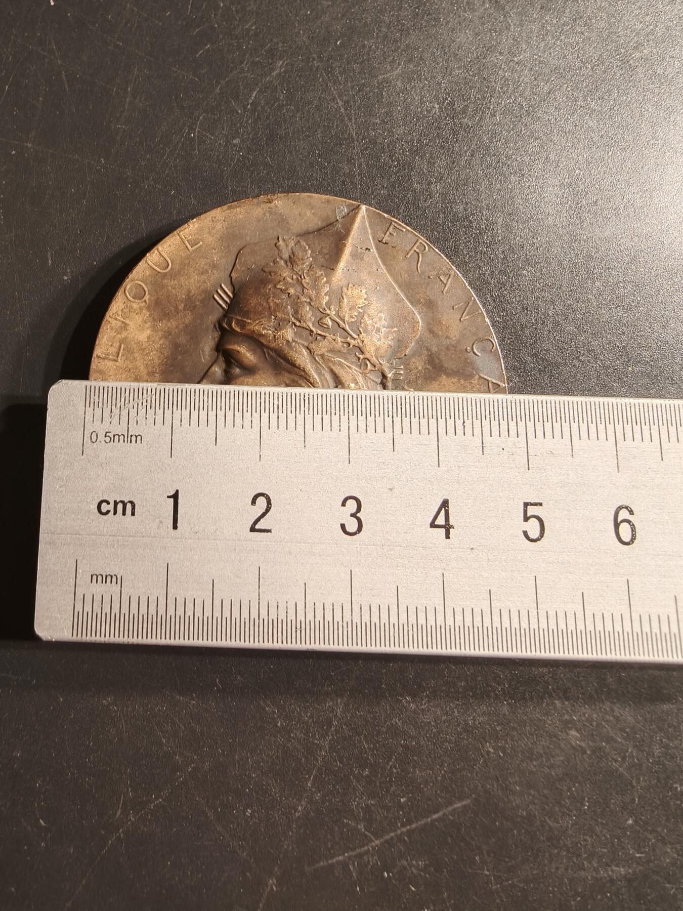 老王徽章第160期  法国第33步兵团射击竞赛大铜章     大师亨利杜布瓦作品     直径50mm.    重量53.5g