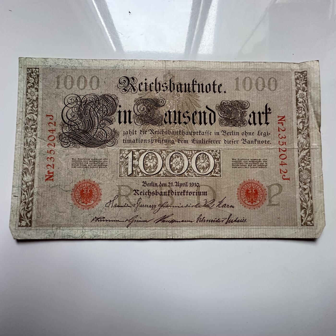 🌹外币初藏🌹🐯2025年第122场  每周二四六晚8️⃣点 接代拍 德国1910年1000马克 大票幅b