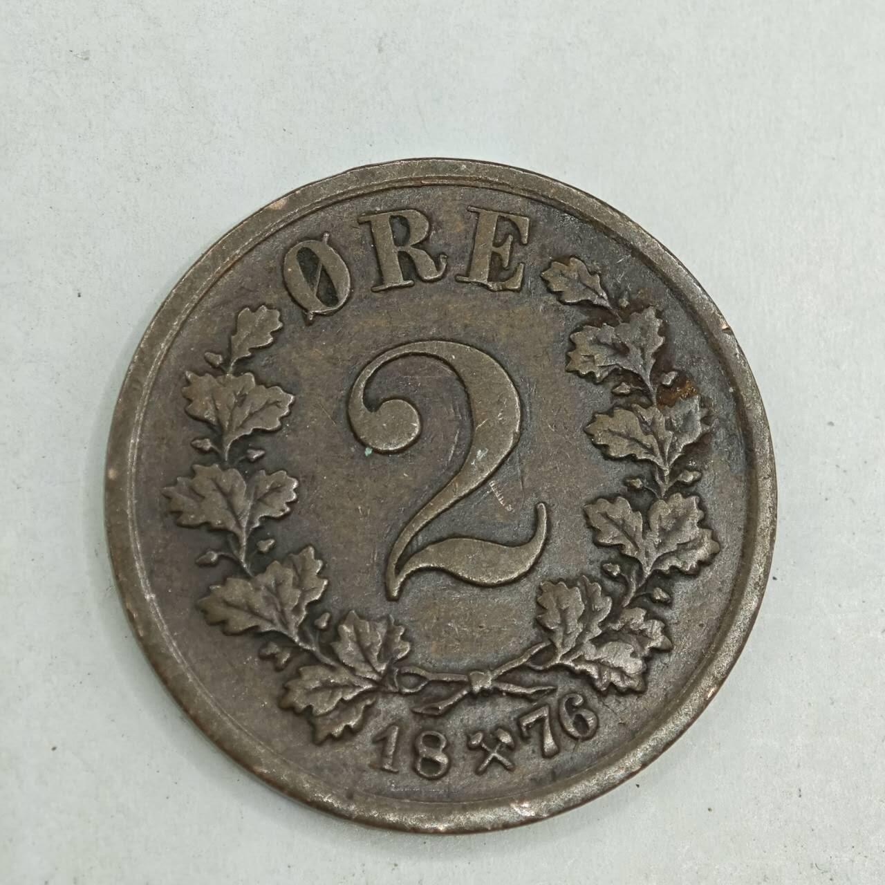 【淘币小摊】限时拍第七百八十四拍  老铜币场  满百包邮可预留两周  周一统一发货  挪威1876年2欧尔铜币