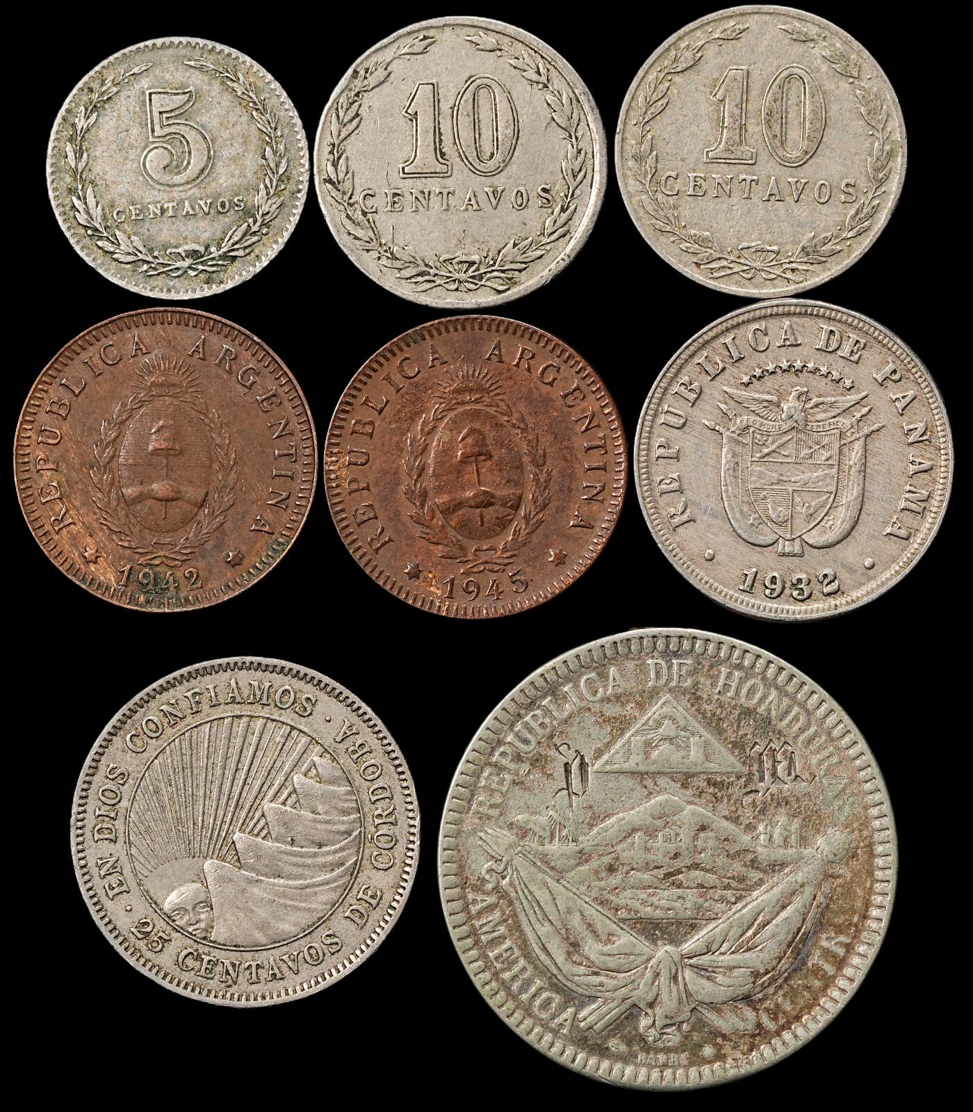 修遠堂世界钱币第九十一期 拉美旧钱币一组 一枚边有焊点