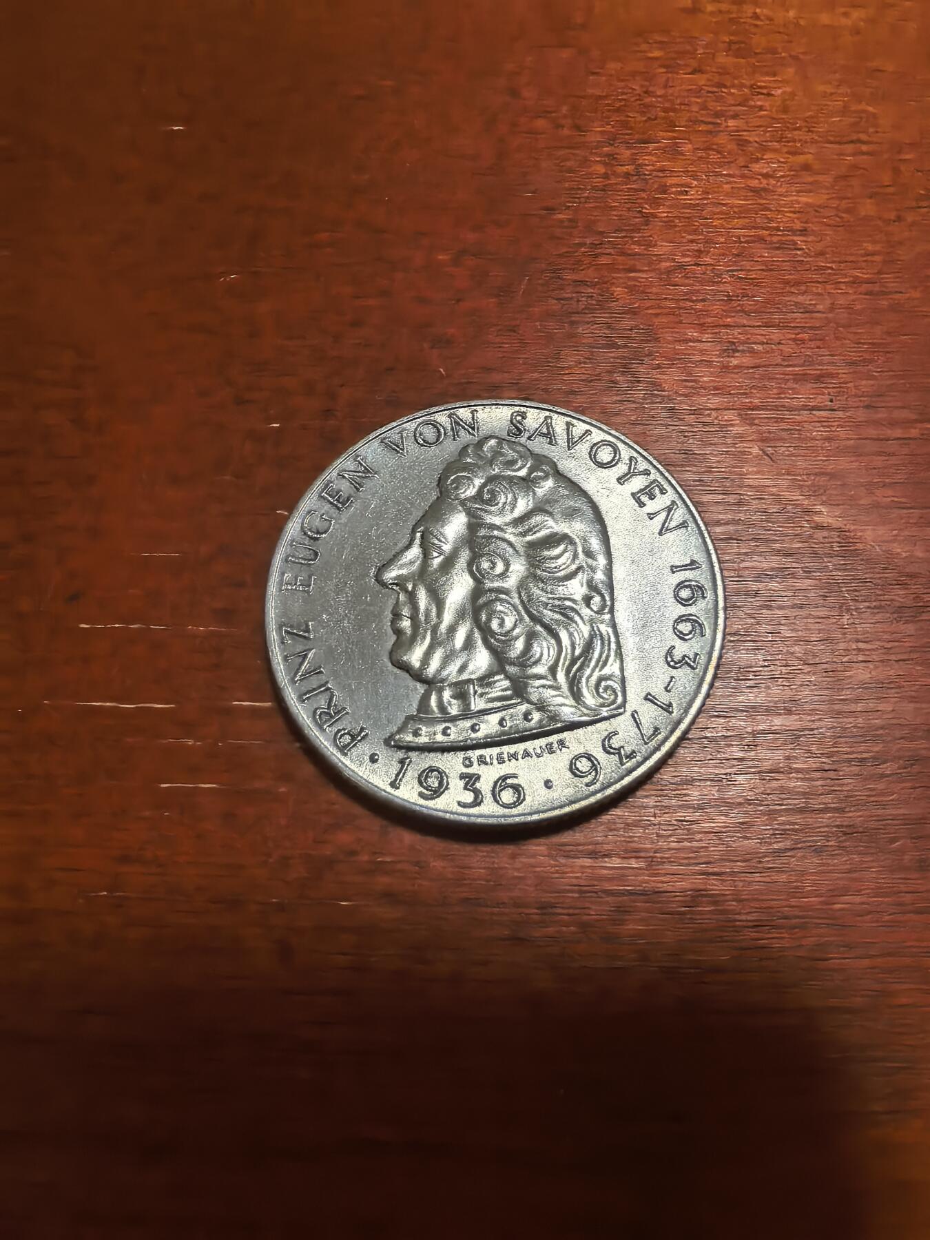 长老汇蛇年精选第六十九场拍卖 1936奥地利尤根亲王2先令银币，12克640银