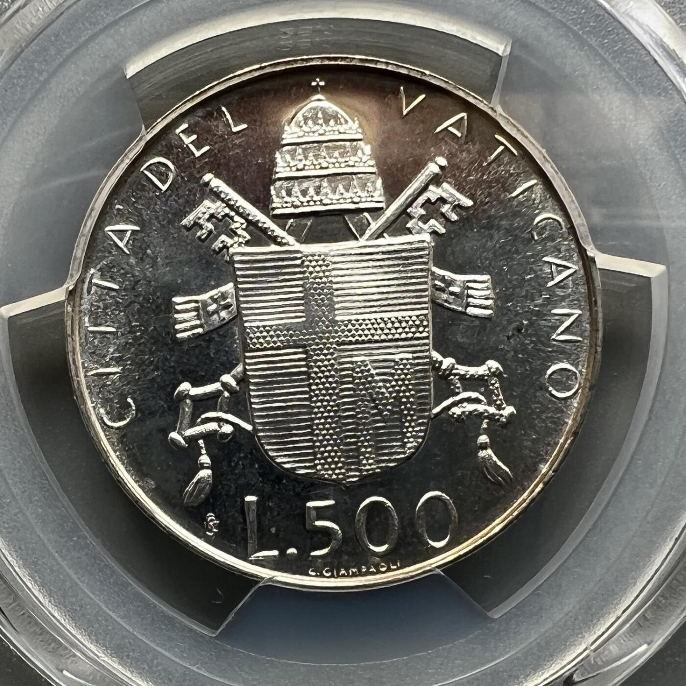 PCGS MS65 梵蒂冈1980年500里拉银币