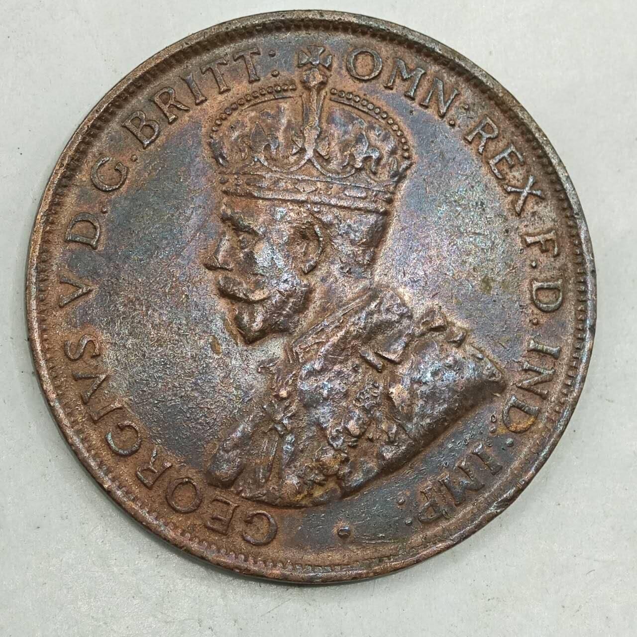 【淘币小摊】限时拍第七百八十四拍  老铜币场  满百包邮可预留两周  周一统一发货  澳大利亚1925年乔治五世一便士铜币