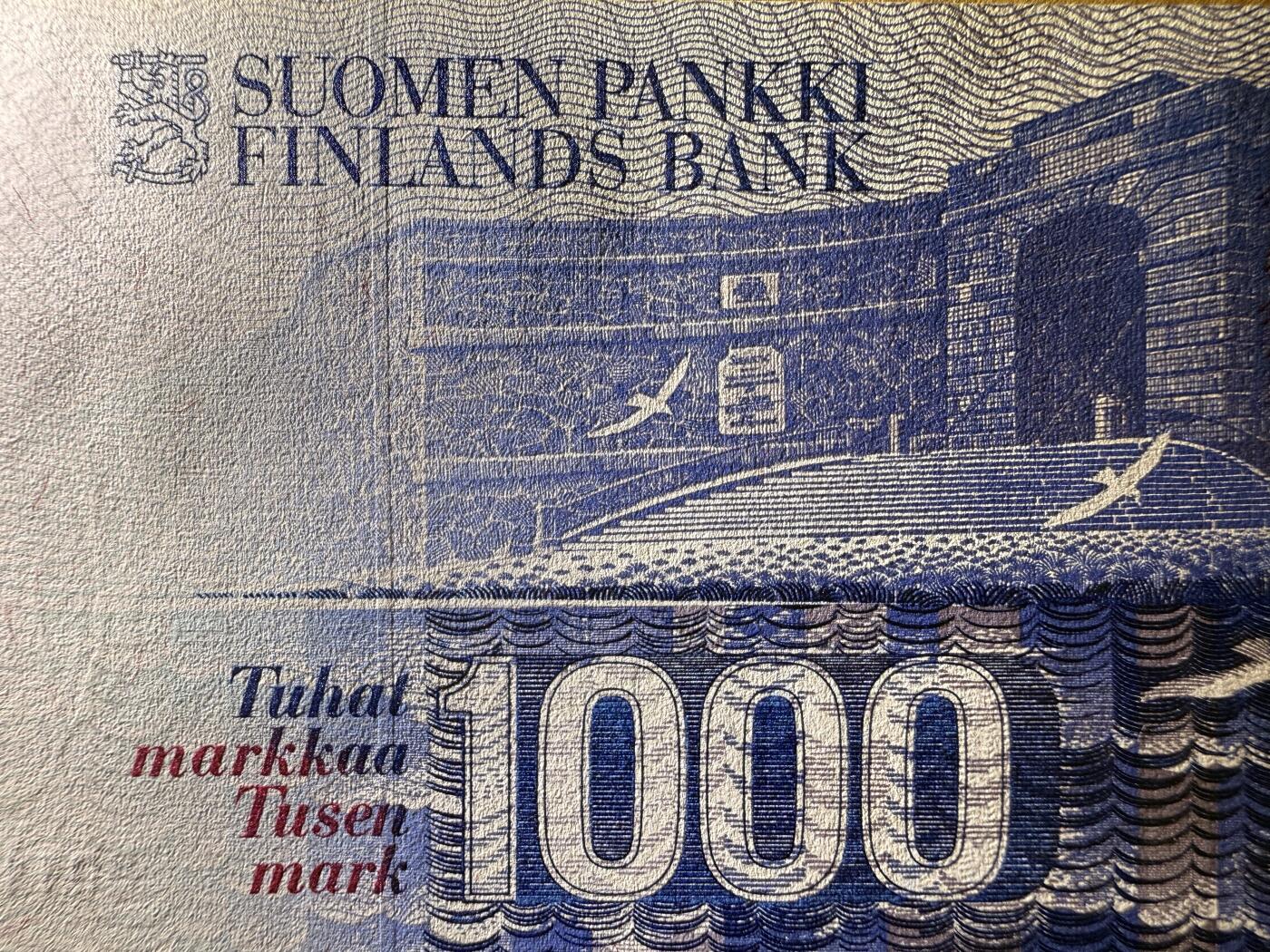 《艾美收藏》第218期-11.2周日外币荟萃 芬兰1000马克 UNC 末版 芬兰议员屈德纽斯 原票好品 仅一个角轻微荧光