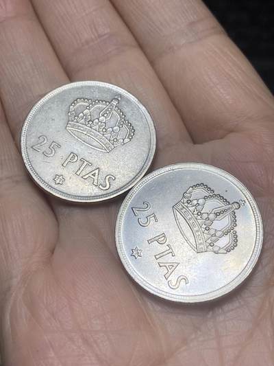 2025年第一百二十场(总第一百四十六场）外国好品散币(免佣金) - 西班牙🇪🇸1975(77、79)年25比塞塔2枚