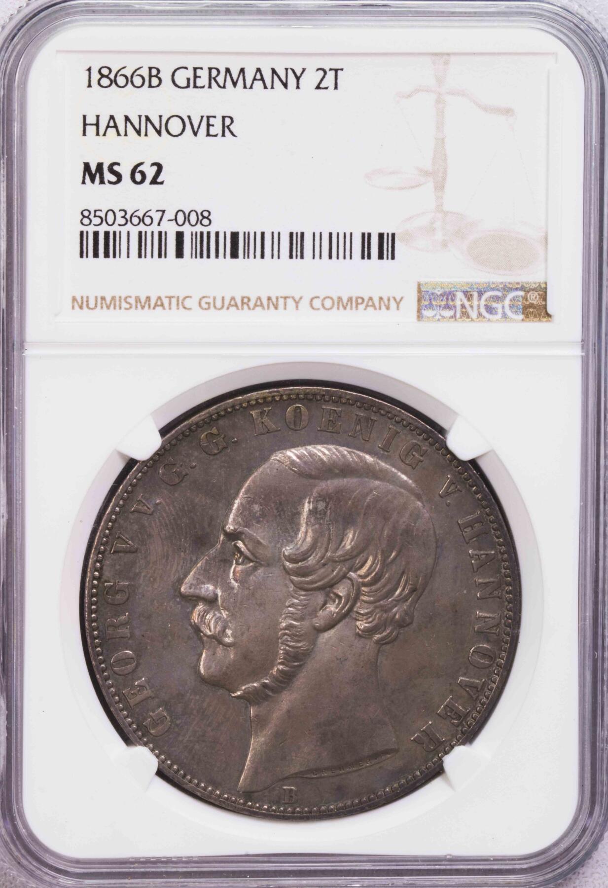 NGC-MS62 1866汉诺威狮马2泰勒 深打包浆