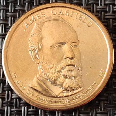 布加迪🐬～世界钱币(上海)🌾第 256 期 /  各国套币和散币 - 美国🇺🇸总统币 1元 第20届 詹姆斯·加菲猫(1881)