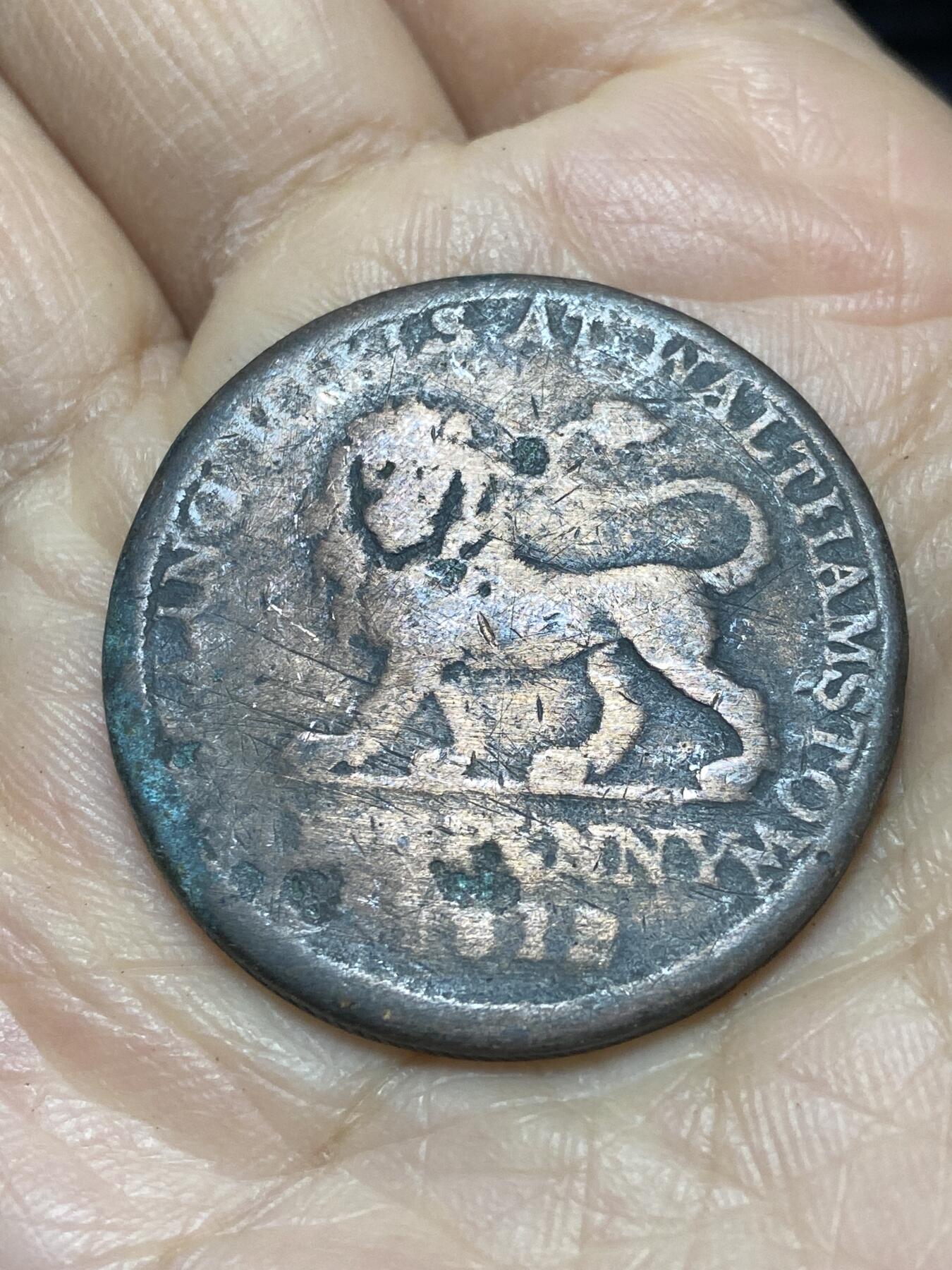 2025年第一百二十一场(总第一百四十七场）外国好品散币(免佣金) 罕见品种–英国🇬🇧1812年1便士大尺寸铜代币(英国-沃尔瑟姆斯托/兰多尔铜业公司制造)