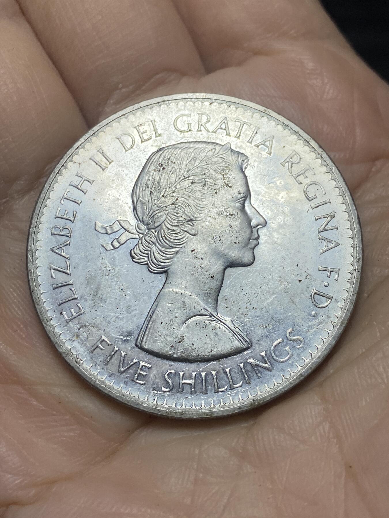 2025年第一百二十一场(总第一百四十七场）外国好品散币(免佣金) 较少见–英国🇬🇧1960年5先令(1960年纽约英国展览会纪念币)