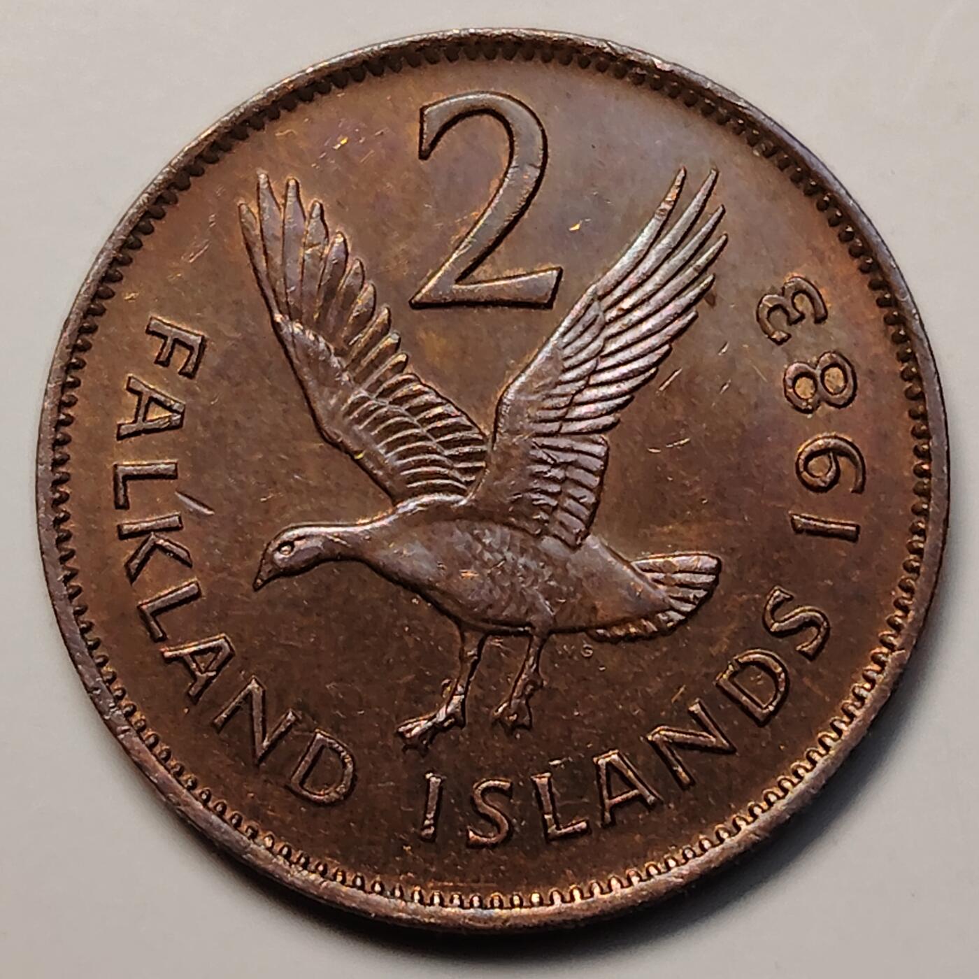 布加迪🐬～世界钱币(上海)🌾第 256 期 /  各国套币和散币 福克兰群岛 1983年 2分