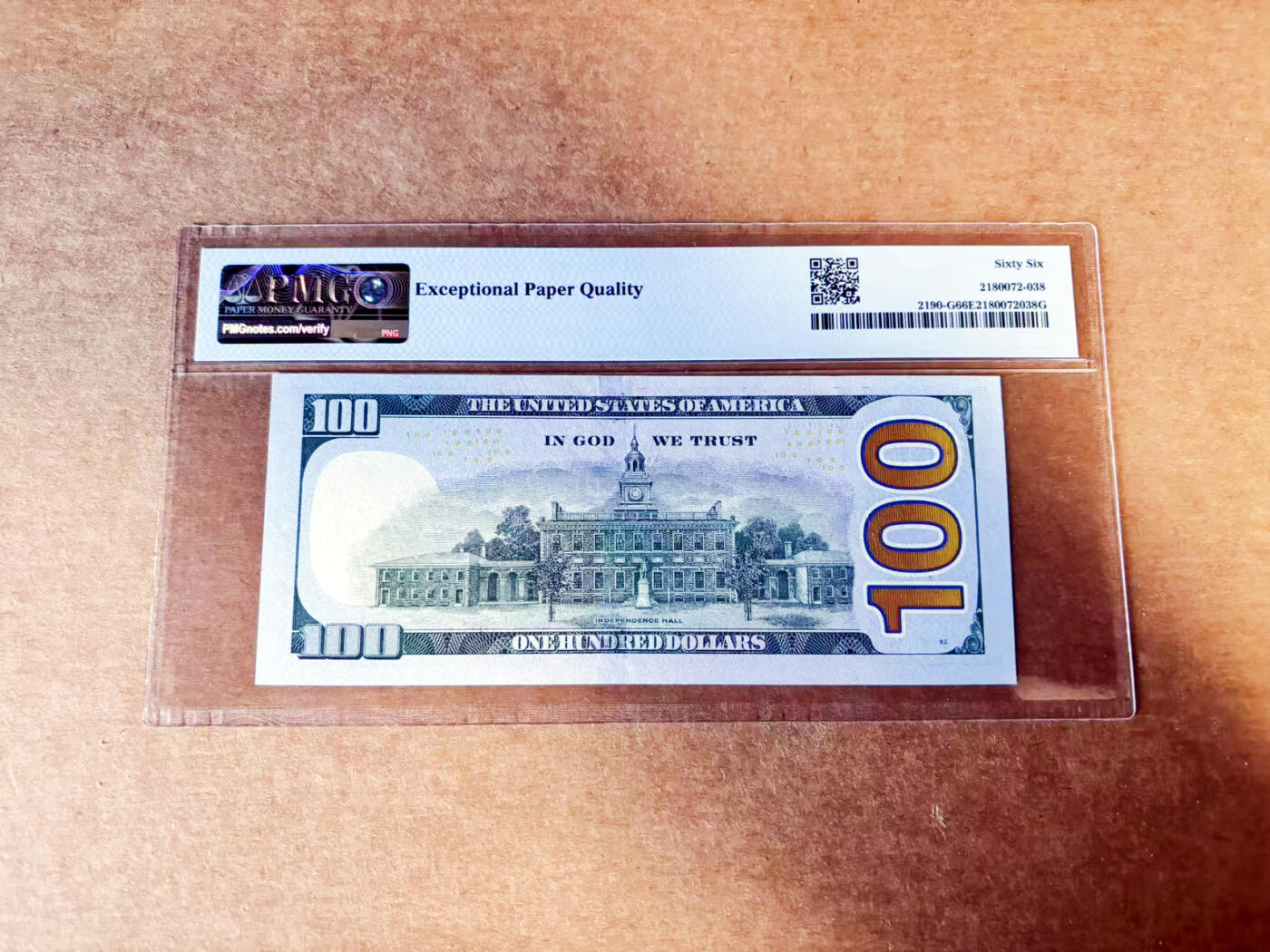 【Blue Auction】世界纸币精拍第745期——18级TOP拍卖/信誉/品质/专业/高效💫 【近全同1 二进制号 倒置号】美国 2017年100美金 PMG66EPQ 