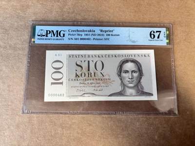 【Blue Auction】世界纸币精拍第745期——18级TOP拍卖/信誉/品质/专业/高效💫 -  【重印版 A01百位小号】捷斯 2024年100克朗 PMG67EPQ 
