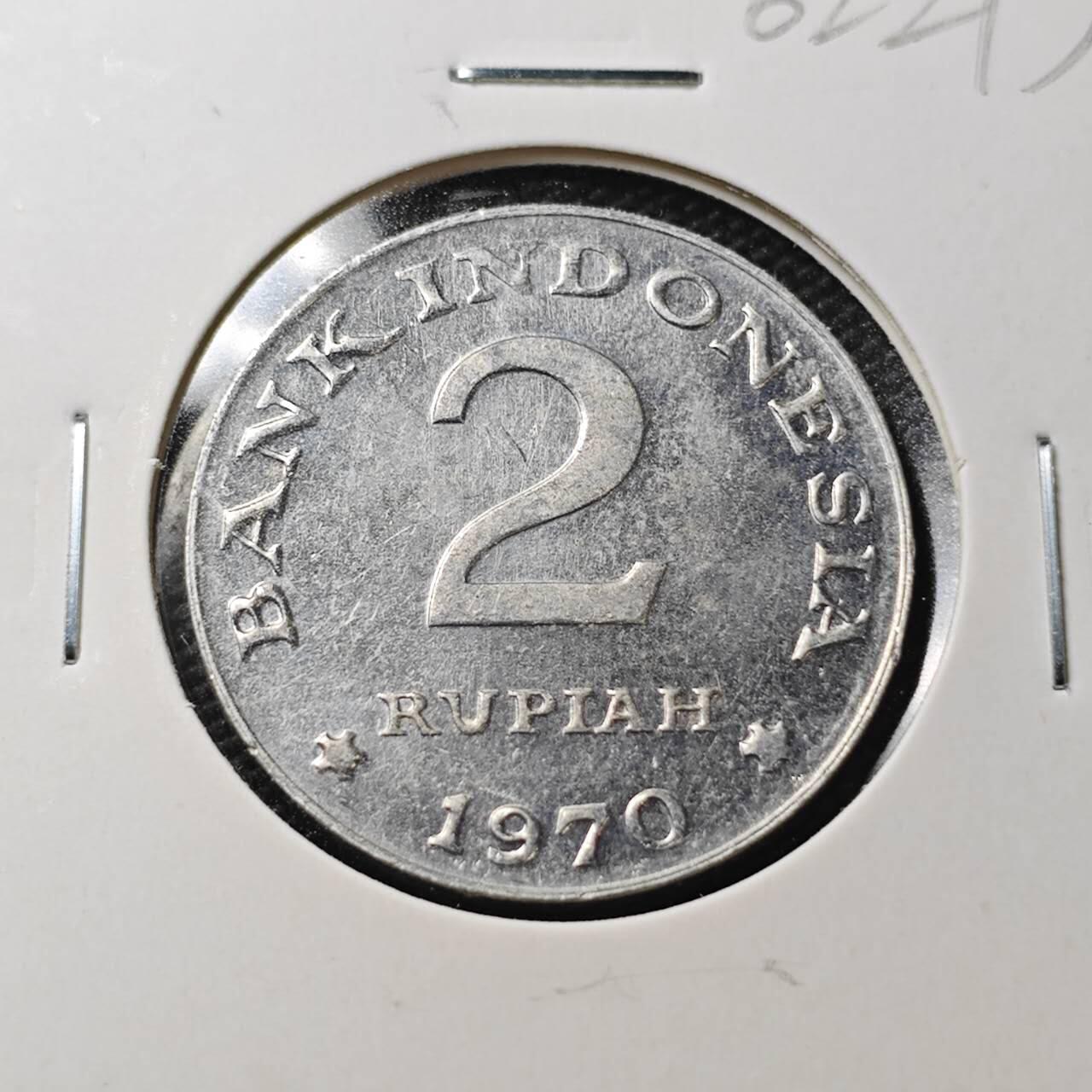 KK钱币收藏小铺  第362场  2月预留时间 周末发货  1970印度尼西亚2卢比