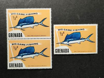 嘉禾收藏    【第366期】            无佣金、可寄存、满30元包邮 - 格林纳达邮票，1975年鱼类 旗鱼邮票，有3枚随机发一枚