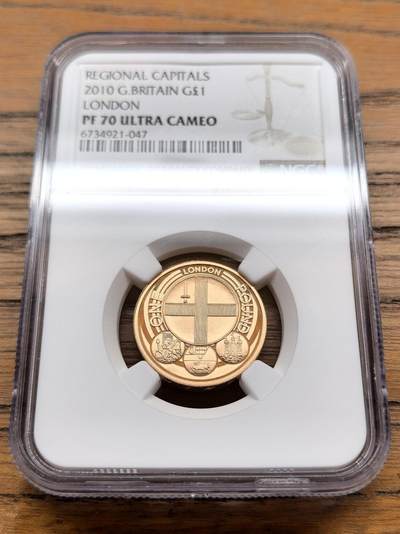 凡希社世界钱币微拍第三百十三期 - 2010英国金融之都伦敦1镑金币NGC-PF70UC，19.62g，917金。