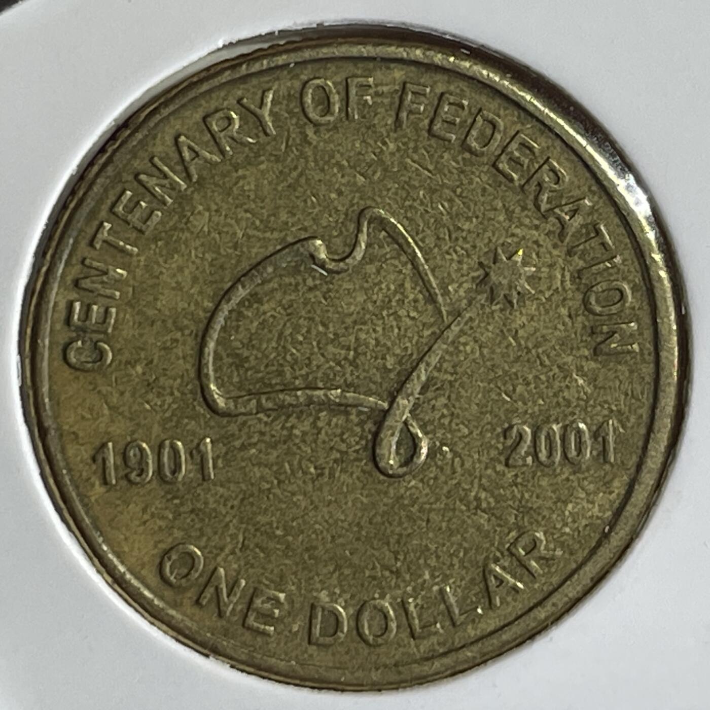 【澳大利亚硬币】限时专场 2001年 澳大利亚庆祝联邦成立100周年1元流通纪念币一枚