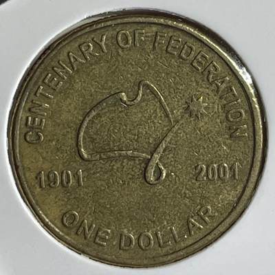 【澳大利亚硬币】限时专场 - 2001年 澳大利亚庆祝联邦成立100周年1元流通纪念币一枚