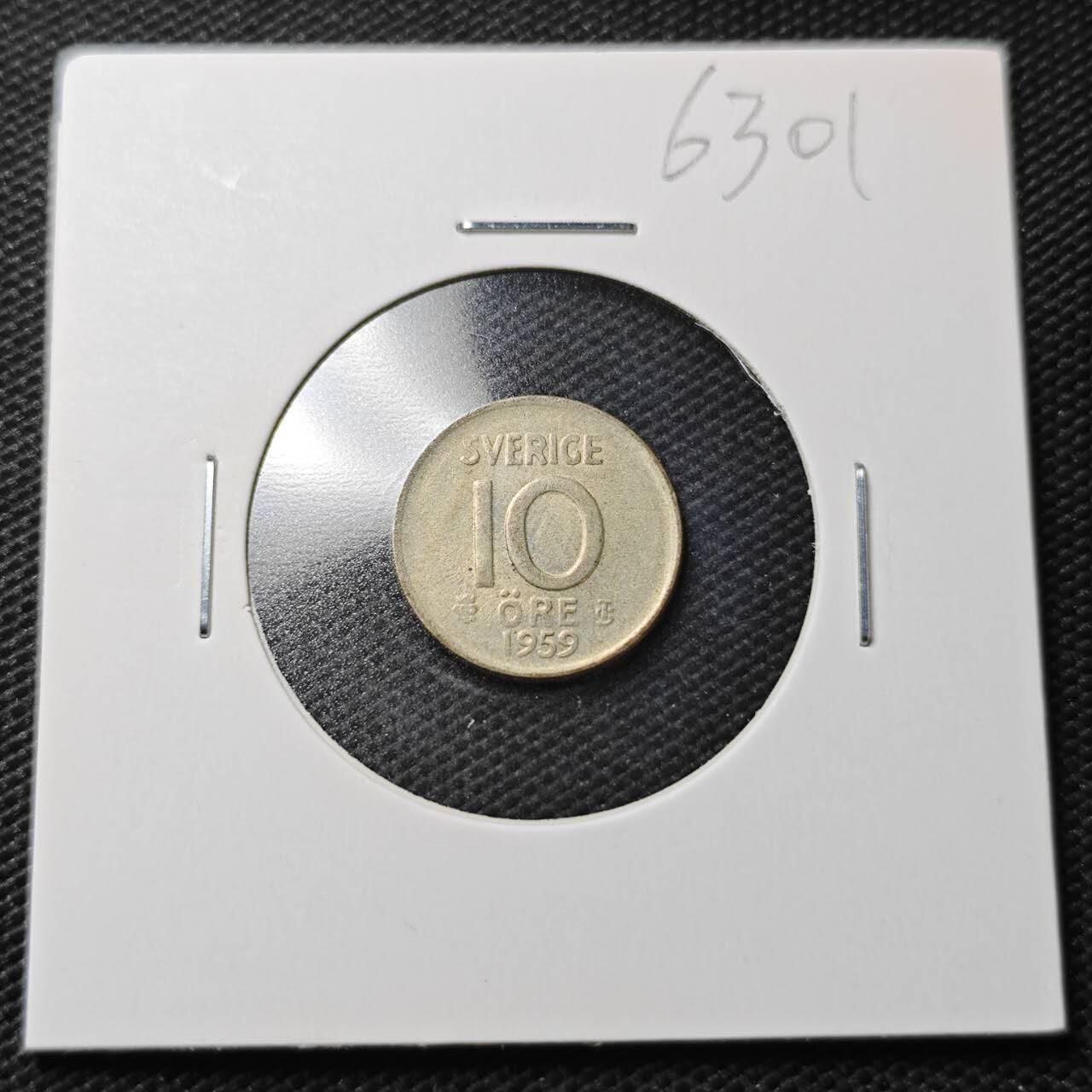 KK钱币收藏小铺  第363场  2月预留时间 周末发货  1959瑞典10欧尔银币