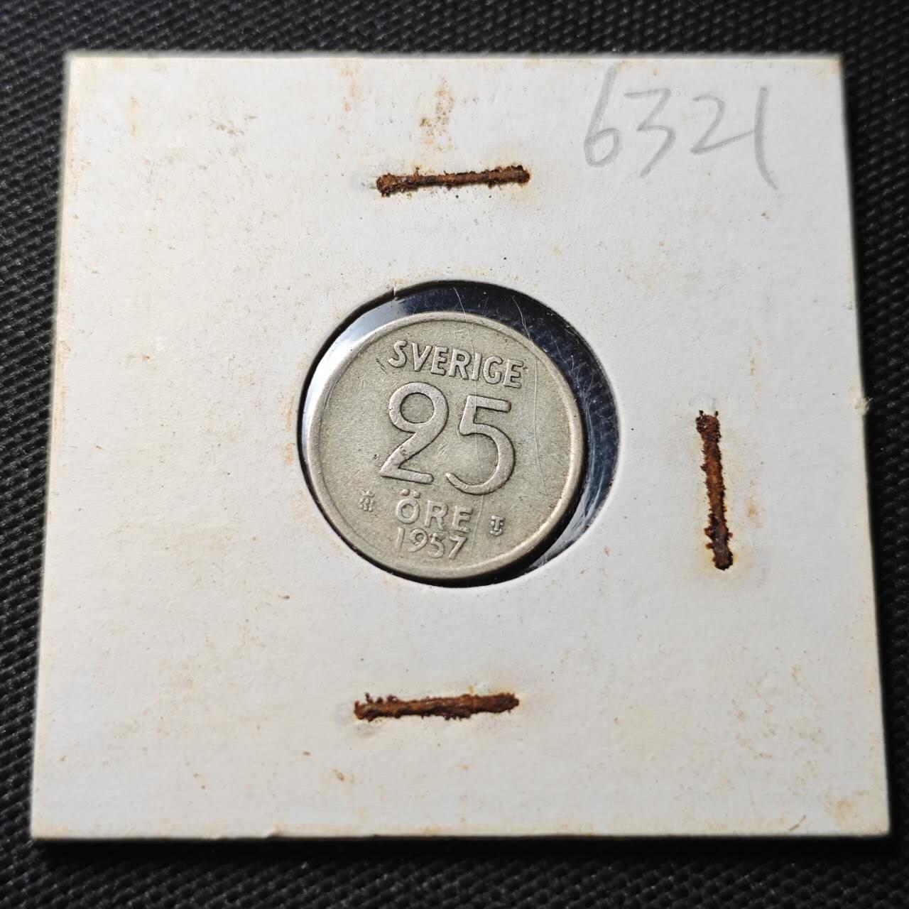 KK钱币收藏小铺  第363场  2月预留时间 周末发货  1957瑞典25欧尔银币