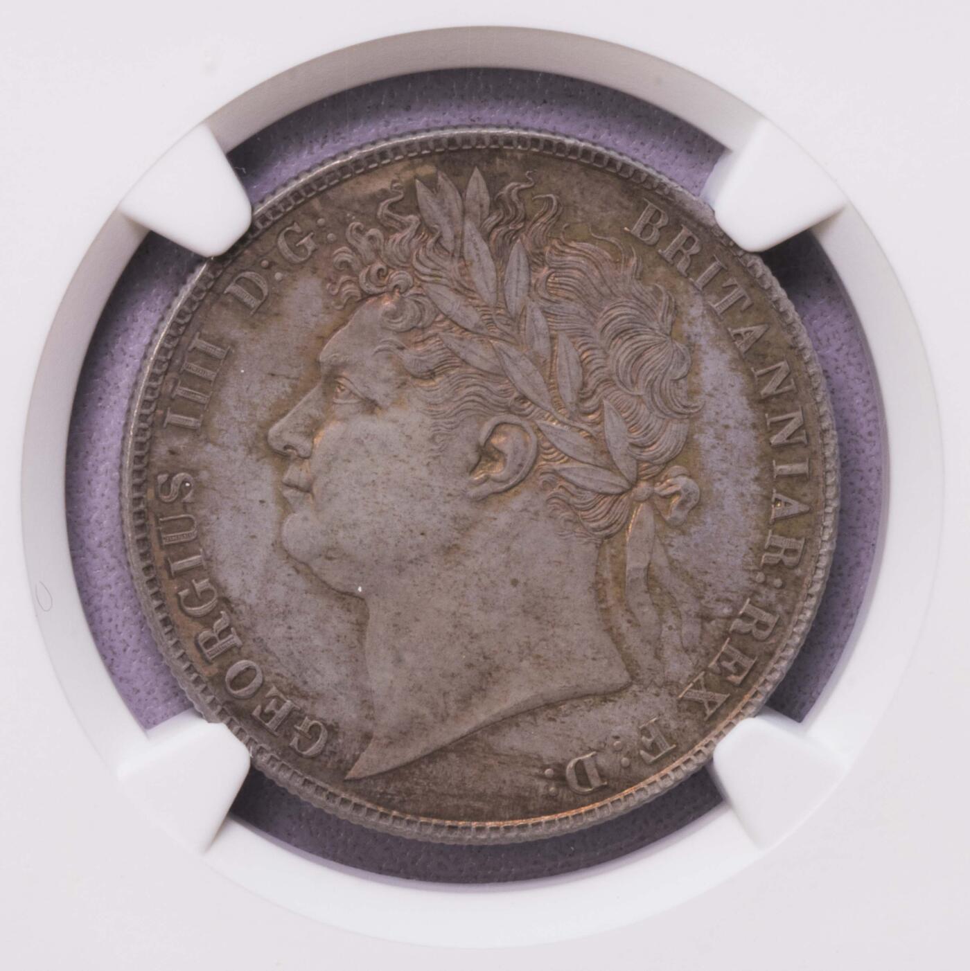 NGC-MS64+ 1824英国乔四纹章半克朗 唯一亚军名家旧藏