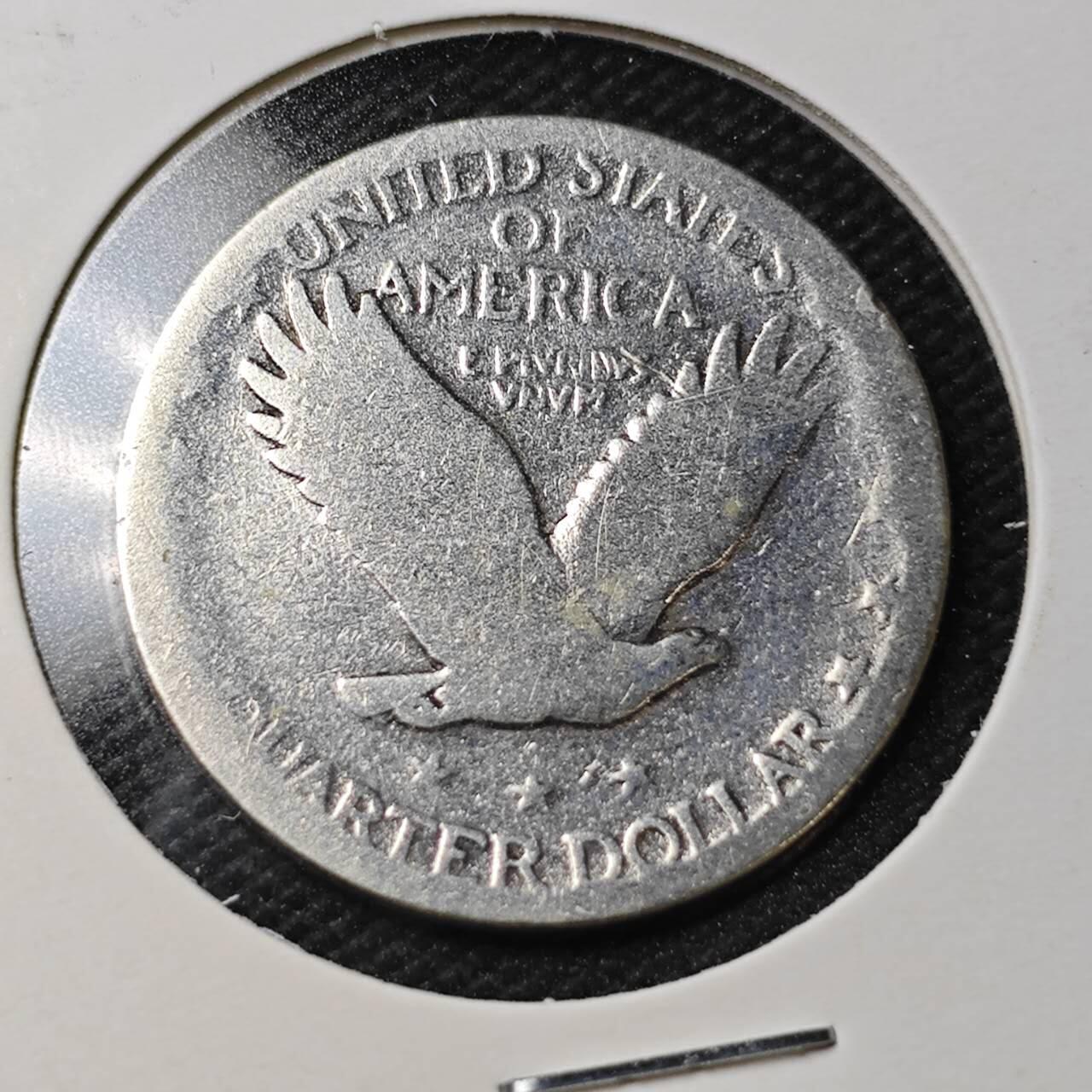 KK钱币收藏小铺  第363场  2月预留时间 周末发货  美国站人飞鹰25分银币