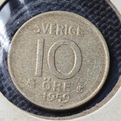 KK钱币收藏小铺  第363场  2月预留时间 周末发货 -  1959瑞典10欧尔银币