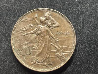 邮泉阁限时拍卖第三十四场 圣马力诺、梵蒂冈、意大利硬币专场（硬币在国外。请付邮费6元。） - 意大利王国维克托·伊曼纽尔三世1911年10分纪念币