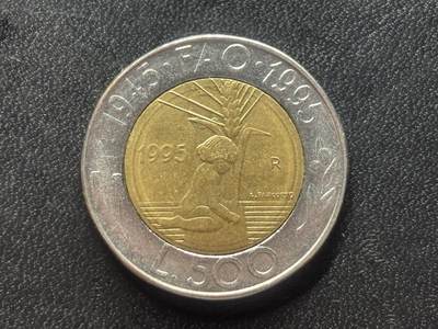 邮泉阁限时拍卖第三十四场 圣马力诺、梵蒂冈、意大利硬币专场（硬币在国外。请付邮费6元。） - 圣马力诺1995年500里拉