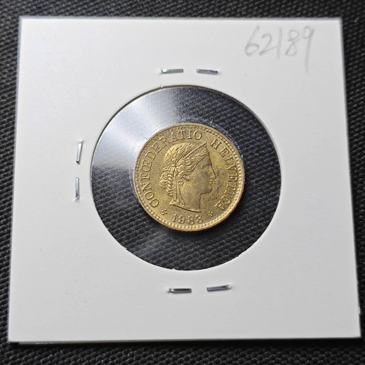 KK钱币收藏小铺  第362场  2月预留时间 周末发货  瑞士5分铜币