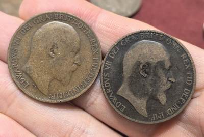 南宋泉阁俄币 外币 国币 专场第十八期 【送拍无额外佣金】 - 英国 1904/1908年 爱德华七世1便士一对 通货 老包浆