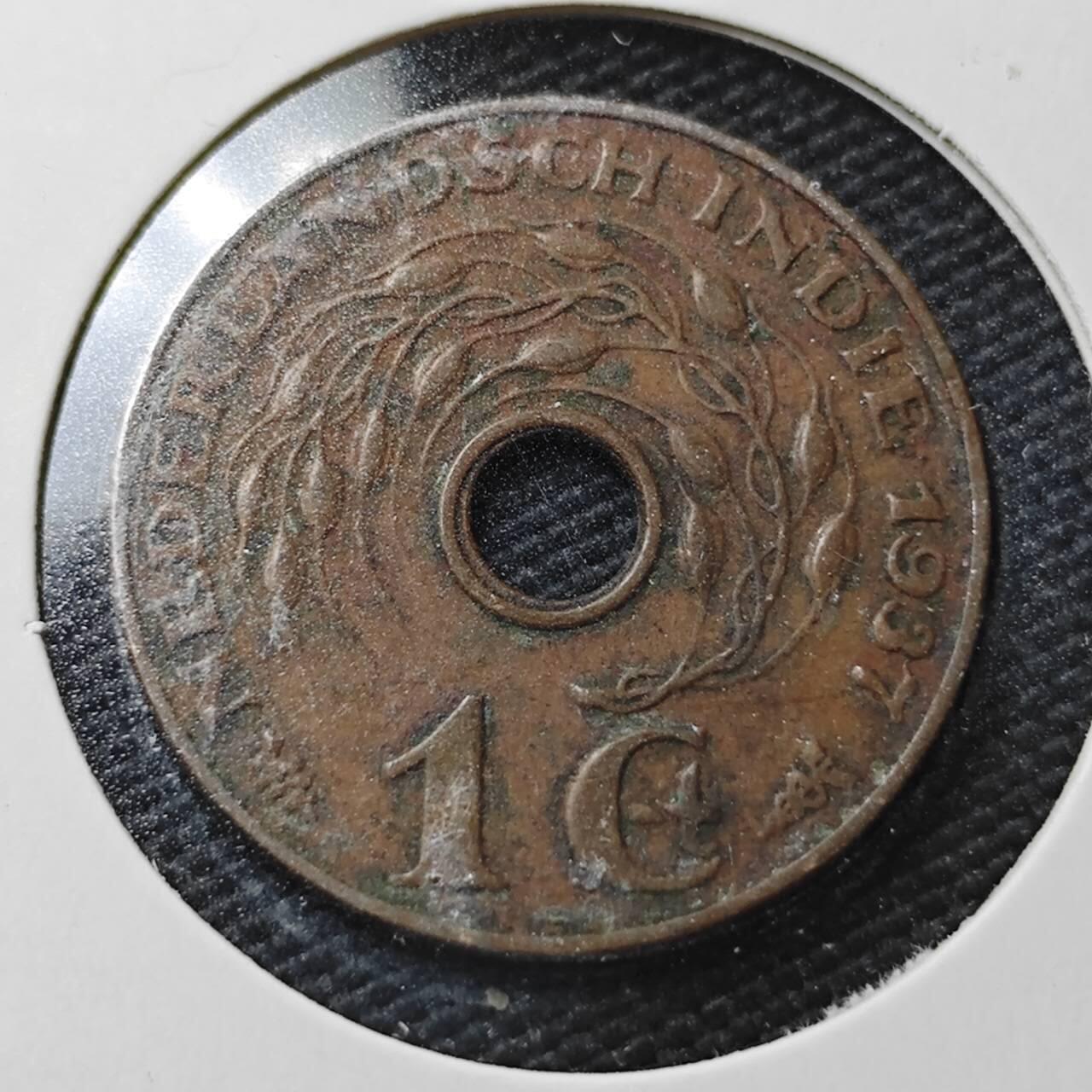 KK钱币收藏小铺  第362场  2月预留时间 周末发货  1937荷属东印度一分铜币