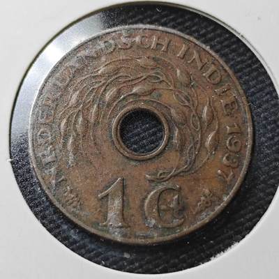 KK钱币收藏小铺  第362场  2月预留时间 周末发货 -  1937荷属东印度一分铜币
