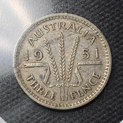 KK钱币收藏小铺  第363场  2月预留时间 周末发货 -  1951澳大利亚3便士银币