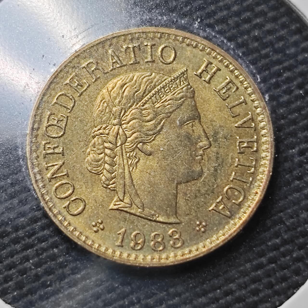 KK钱币收藏小铺  第362场  2月预留时间 周末发货  瑞士5分铜币