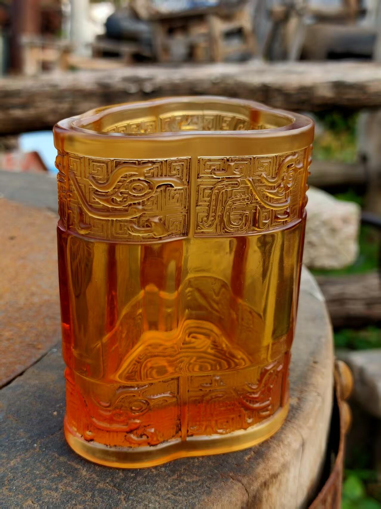 老琉璃笔筒  全品