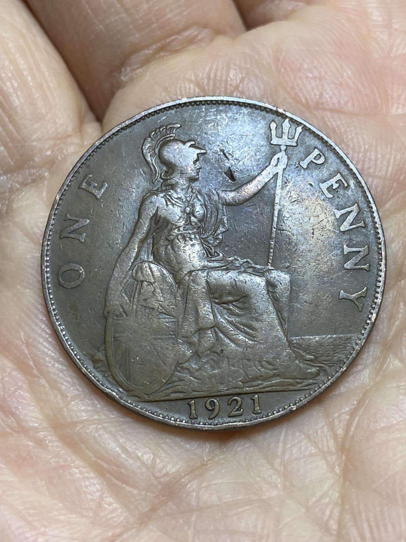 2025年第一百二十一场(总第一百四十七场）外国好品散币(免佣金) 英国🇬🇧1921年1便士(乔治五世第一版)