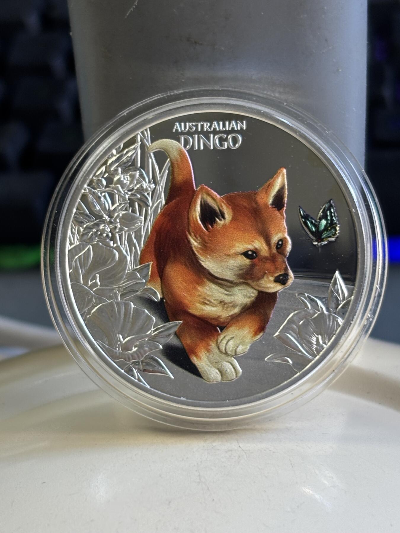 第180期拍卖【长期征集拍品】【北京币展专场】 纽埃2024年澳洲狗宝宝1盎司彩色精制纪念银币，9999银，发行1000枚