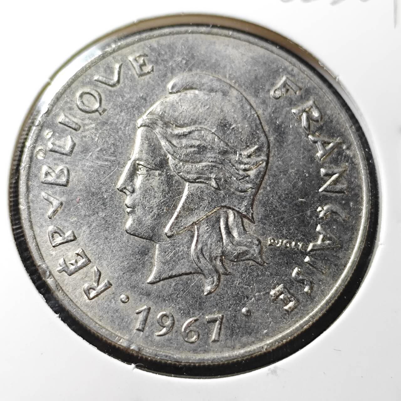 KK钱币收藏小铺  第362场  2月预留时间 周末发货  1967法属波利尼西亚50法郎