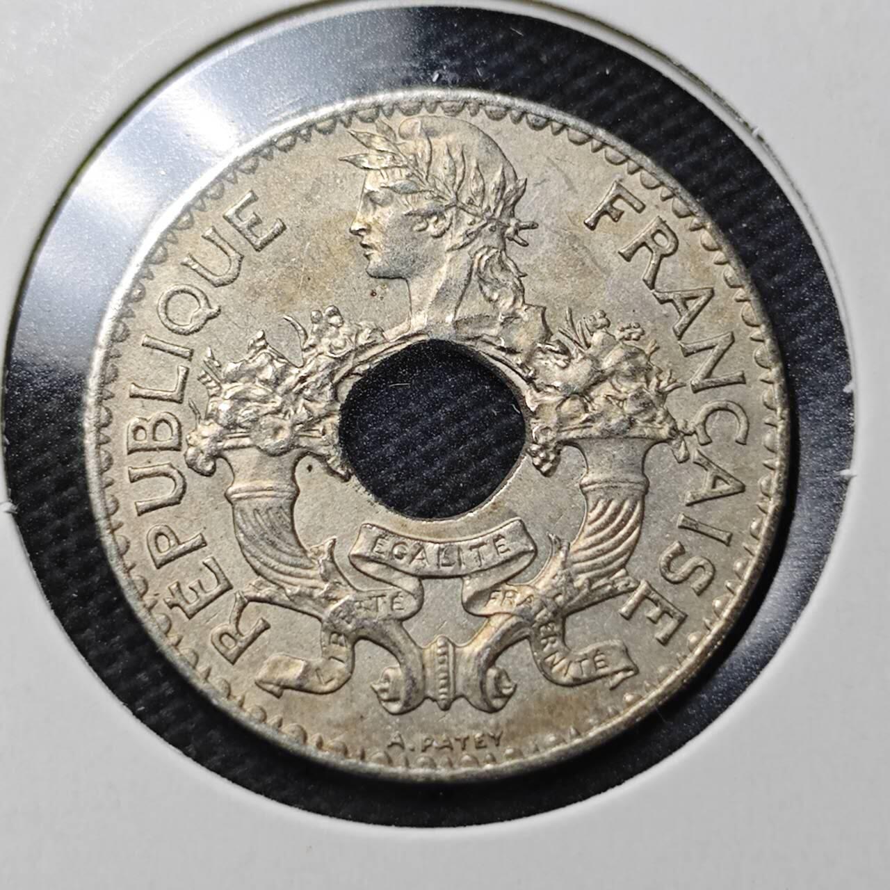 KK钱币收藏小铺  第363场  2月预留时间 周末发货  1938法属印支5分镍币